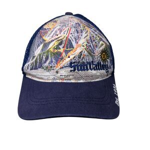 Sun Valley Est. 1936 Youth Snapback Trucker Hat Blue OSFA Adjustable Mesh Back